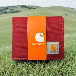Red Canvas Bifold Carhartt Wallet 3 Card Slot ,Snap Coin Pocket,Bill Slot